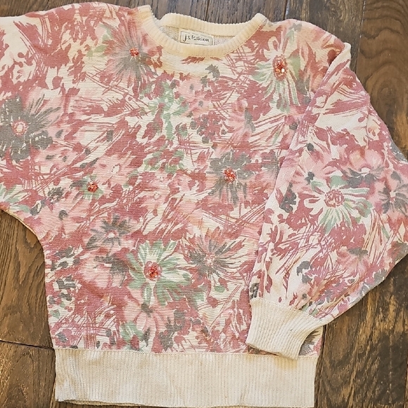 VINTAGE Floral Patterned Sweater - Picture 1 of 7